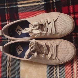 Pink Sperry boat shoes